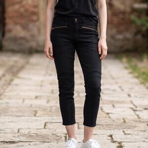 True Religion Womens Pants Size 27 Black Cropped Skinny Slim High Waist Casual